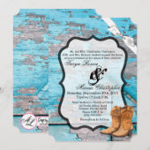 Botte de porte en bois bleu Faire-part de mariage  (Devant / Derrière)