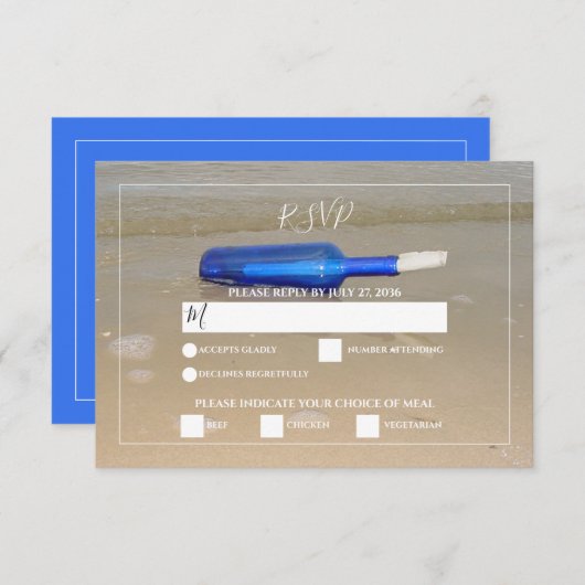 Bottelaar op het strand RSVP kaartje (Voorkant / Achterkant)