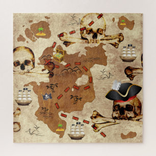 Botten en vellen Pirate Treasure Island Map Legpuzzel