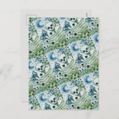 BOTTEN IN DE GARDEN SKELETON, FOLK ART MOON FEESTDAGENKAART (Voorkant / Achterkant)