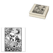 BOTTEN IN DE GARDEN SKELETON, FOLK ART MOON 	RUBBERSTEMPEL (Gestempeld)
