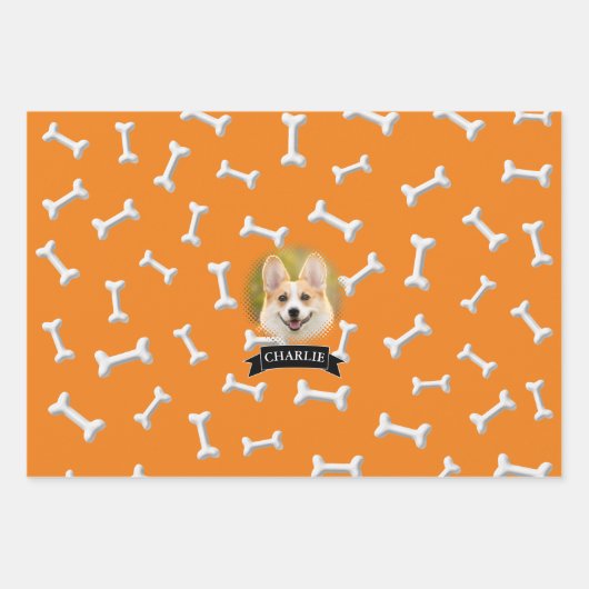 Botten Pattern Dog Aangepaste naam Inpakpapier Vel (Voorkant)