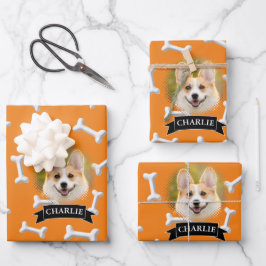 Botten Pattern Dog Aangepaste naam Inpakpapier Vel