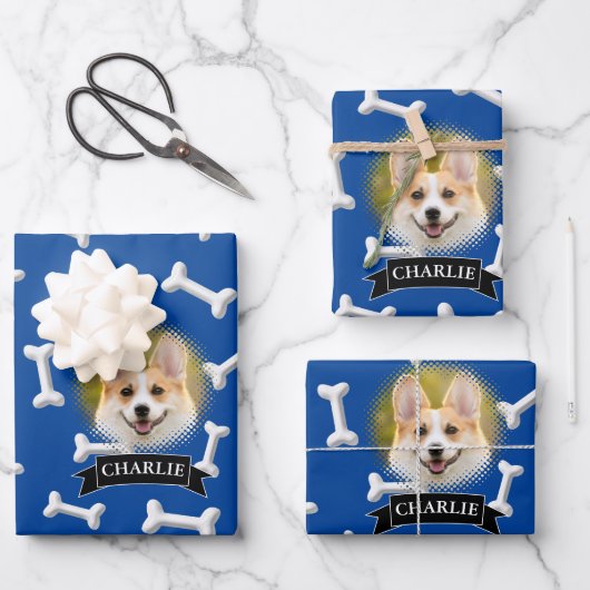 Botten Pattern Dog Aangepaste naam Inpakpapier Vel (Voorkant)