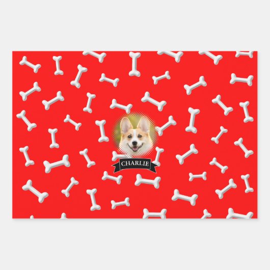 Botten Pattern Dog Aangepaste naam Inpakpapier Vel (Voorkant 2)