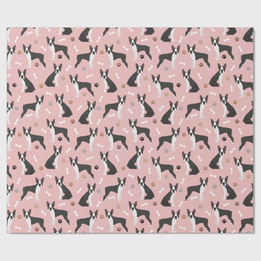 Botten van Boston Terrier en pakpapier met poten (Vlak)