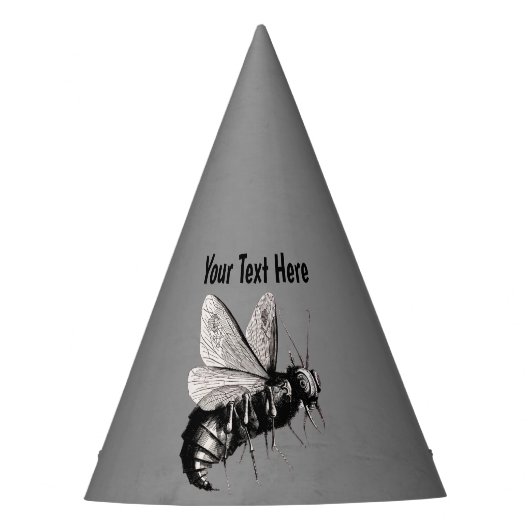 Botten van de grote Gothic Bee Skull op Wings Grey Feesthoedjes (Voorkant)
