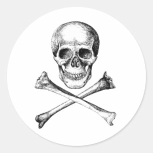 Botten voor schedel en kruisingen - grijs ronde sticker