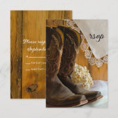 Bottes Cowboy et dentelle Western Wedding Carte RS (Devant / Derrière)
