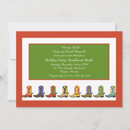 Bottes dans une invitation de fête de vacances de (Devant)