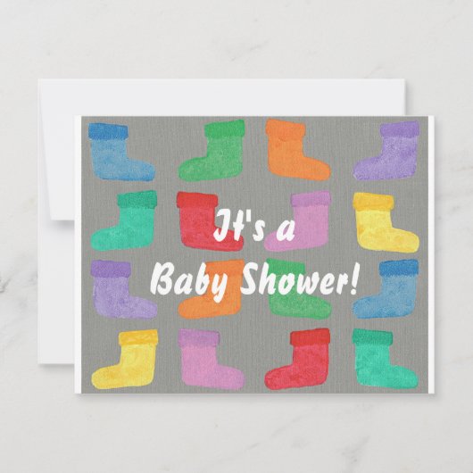 Bottes de bébé colorées Unisex Douche Invitations (Devant)