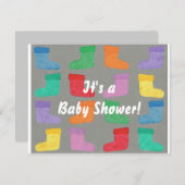 Bottes de bébé colorées Unisex Douche Invitations (Devant / Derrière)