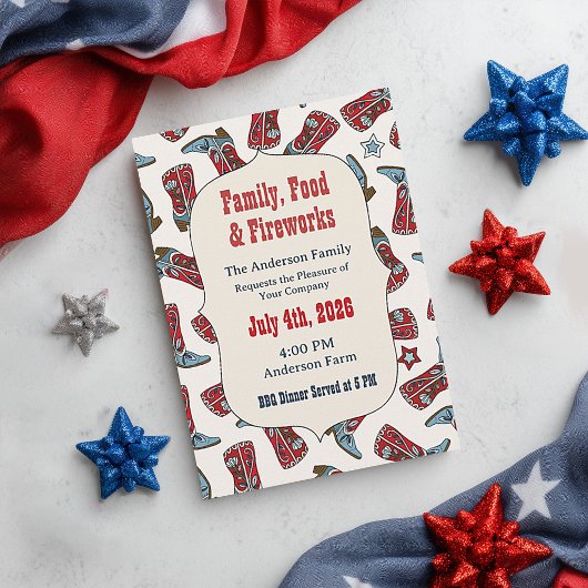 Bottes de cowboy Americana Invitation du 4 juillet
