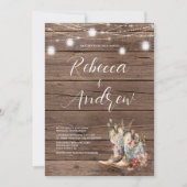 Bottes de cowboy boho Invitation de mariage wester (Devant)