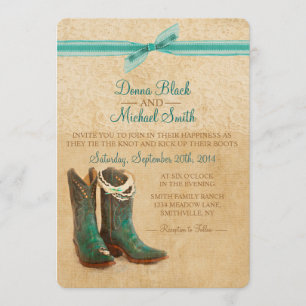 Bottes de cowboy et faire-part de mariage de