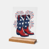 Bottes de cowboy patriotiques conception de chemis (Angle)