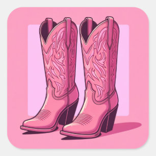 Bottes de cowgirl roses Stickers Western tendance