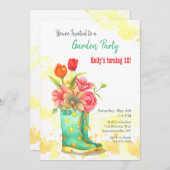 Bottes de jardin et fleurs Invitation (Devant / Derrière)