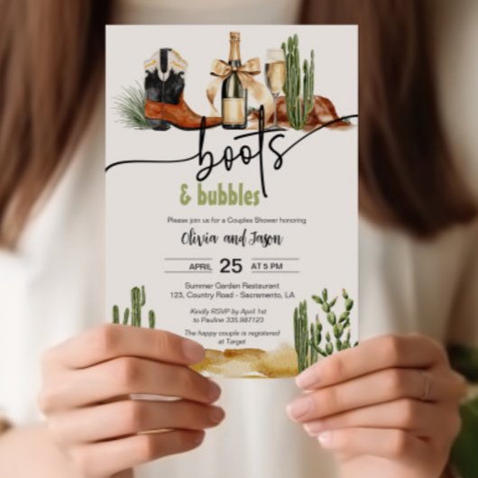 Bottes et bulles Couples Carte d'invitation douche