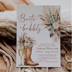 Bottes et bulles Invitation de fête prénuptiale ru