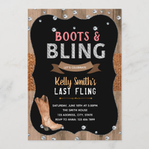 Bottes et invitation bling de partie de thème