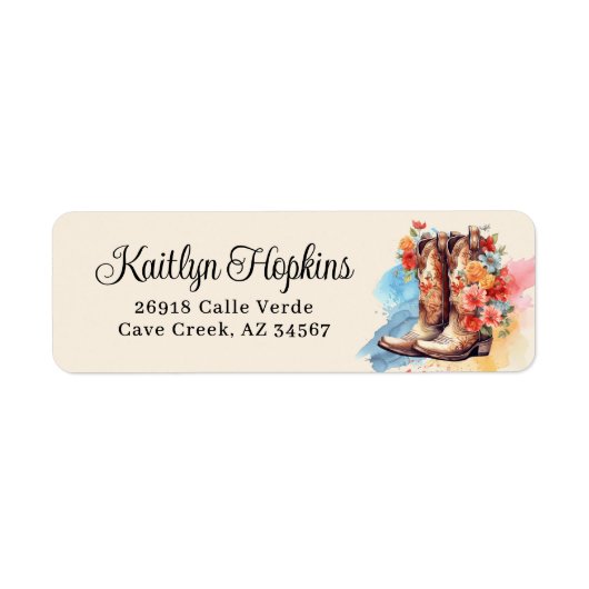 Bottes Pour Femme Avec Fleurs Étiquettes D'Adresse (Devant)