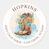 Bottes Pour Femme Avec Fleurs Étiquettes D'Adresse (Devant)