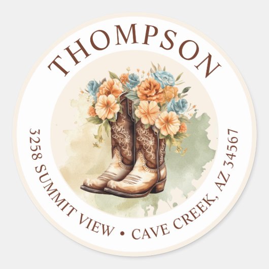 Bottes Pour Femme Avec Fleurs Étiquettes D'Adresse (Devant)