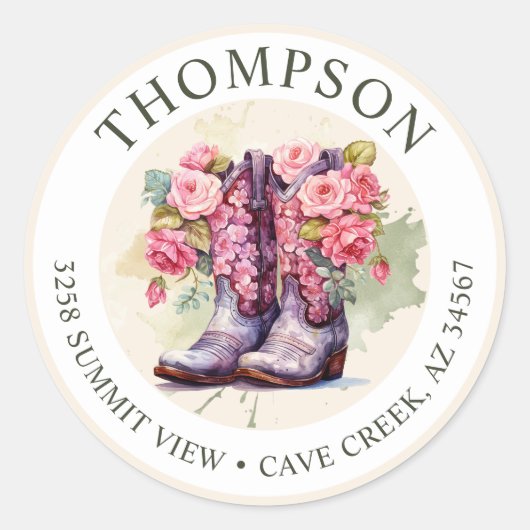 Bottes Pour Femme Avec Fleurs Étiquettes D'Adresse (Devant)