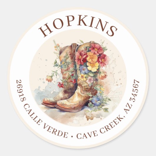 Bottes Pour Femme Avec Fleurs Étiquettes D'Adresse (Devant)