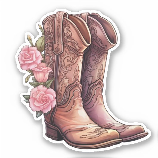Bottes pour fille avec Stickers Roses Roses Roses  (Devant)