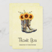 Bottes rustiques Cowboy avec Merci de tournesol (Devant / Derrière)