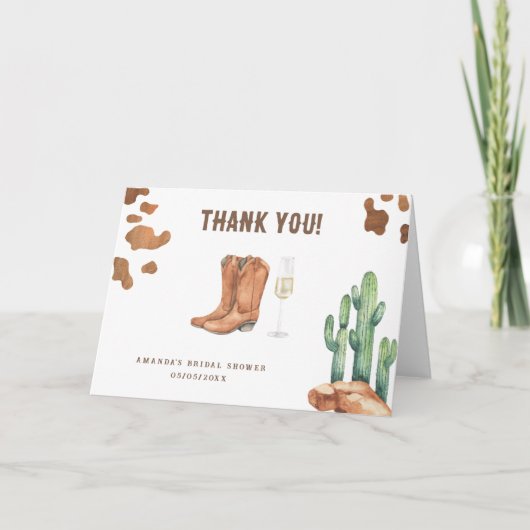 Bottes Western & Bubbly Merci Cadeaux de mariage (Devant)