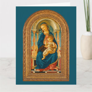 Botticelli (1445-1510) Madonna en kind op de troon Bedankkaart
