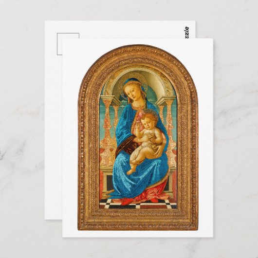 Botticelli (1445-1510) Madonna en kind op de troon Briefkaart (Voorkant / Achterkant)