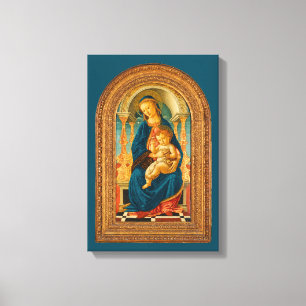 Botticelli (1445-1510) Madonna en kind op de troon Canvas Afdruk