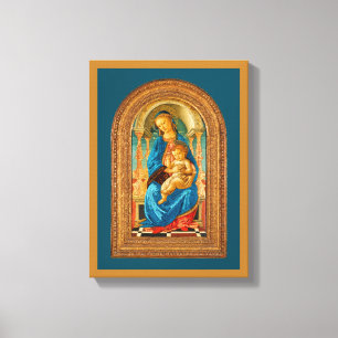 Botticelli (1445-1510) Madonna en kind op de troon Canvas Afdruk