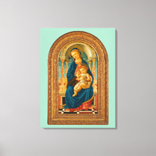 Botticelli (1445-1510) Madonna en kind op de troon Canvas Afdruk