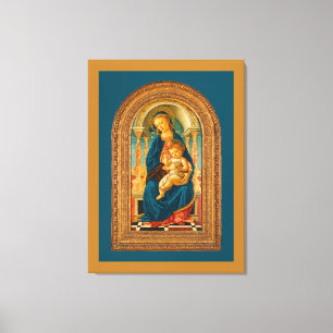 Botticelli (1445-1510) Madonna en kind op de troon Canvas Afdruk