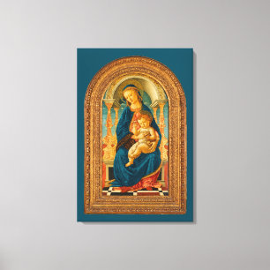 Botticelli (1445-1510) Madonna en kind op de troon Canvas Afdruk
