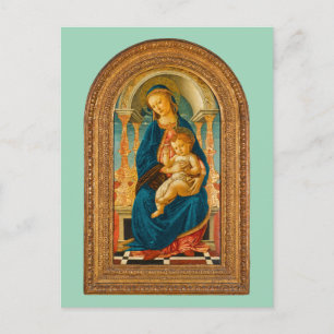 Botticelli (1445-1510) Madonna en kind op de troon Feestdagenkaart