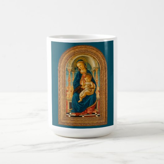 Botticelli (1445-1510) Madonna en kind op de troon Koffiemok (Center)