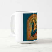 Botticelli (1445-1510) Madonna en kind op de troon Koffiemok (Voorkant links)