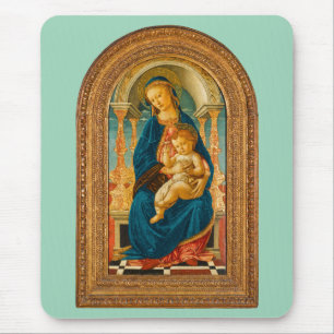 Botticelli (1445-1510) Madonna en kind op de troon Muismat