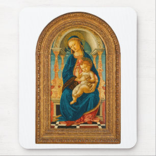 Botticelli (1445-1510) Madonna en kind op de troon Muismat