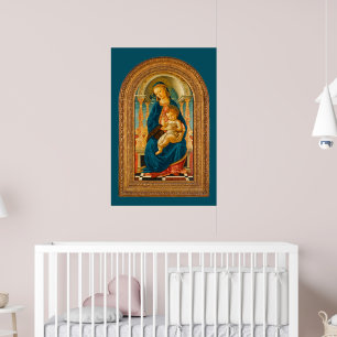 Botticelli 1445-1510 Madonna en kind op de troon Poster