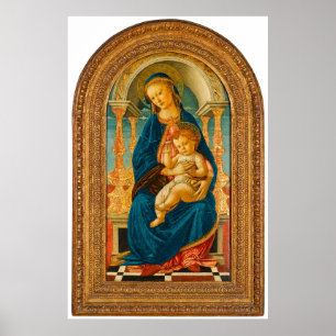 Botticelli (1445-1510) Madonna en kind op de troon Poster