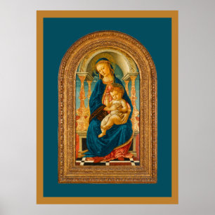 Botticelli (1445-1510) Madonna en kind op de troon Poster
