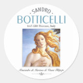 Botticelli Birth of Venus Painting and Painter Bio Ronde Sticker (Voorkant)
