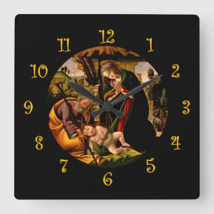 Botticelli ~ De aanbidding van het Christuskind ~ Vierkante Klok